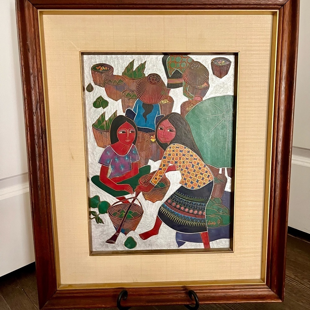 Framed Art with Red and Green Accents